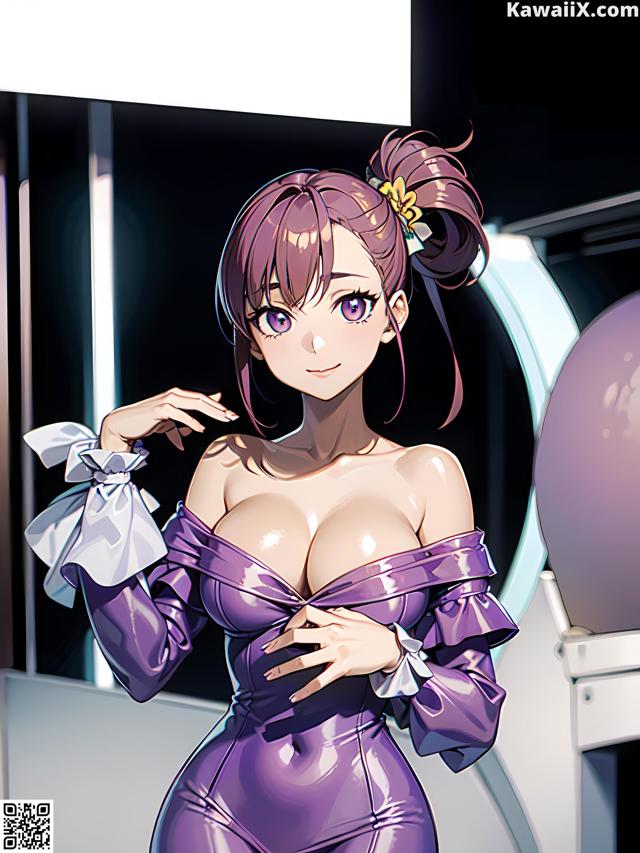 Hentai - 华彩繁花 Set 2 20230602 Part 11 No.6f9252 A woman in a purple latex outfit posing for a picture.