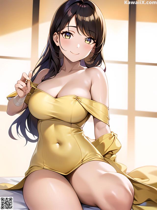 Hentai - 华彩繁花 Set 1 20230602 Part 36 No.d1fae1 A woman in a yellow dress sitting on a bed.